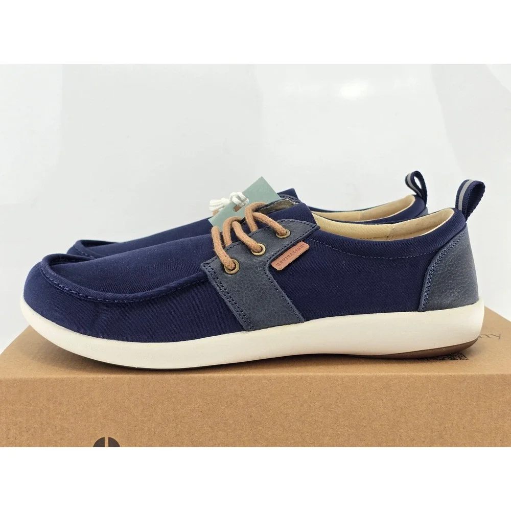 Revitalign Brewster Boat Shoes Men 10.5D Peacoat Blue‎ Canvas Orthotic -New